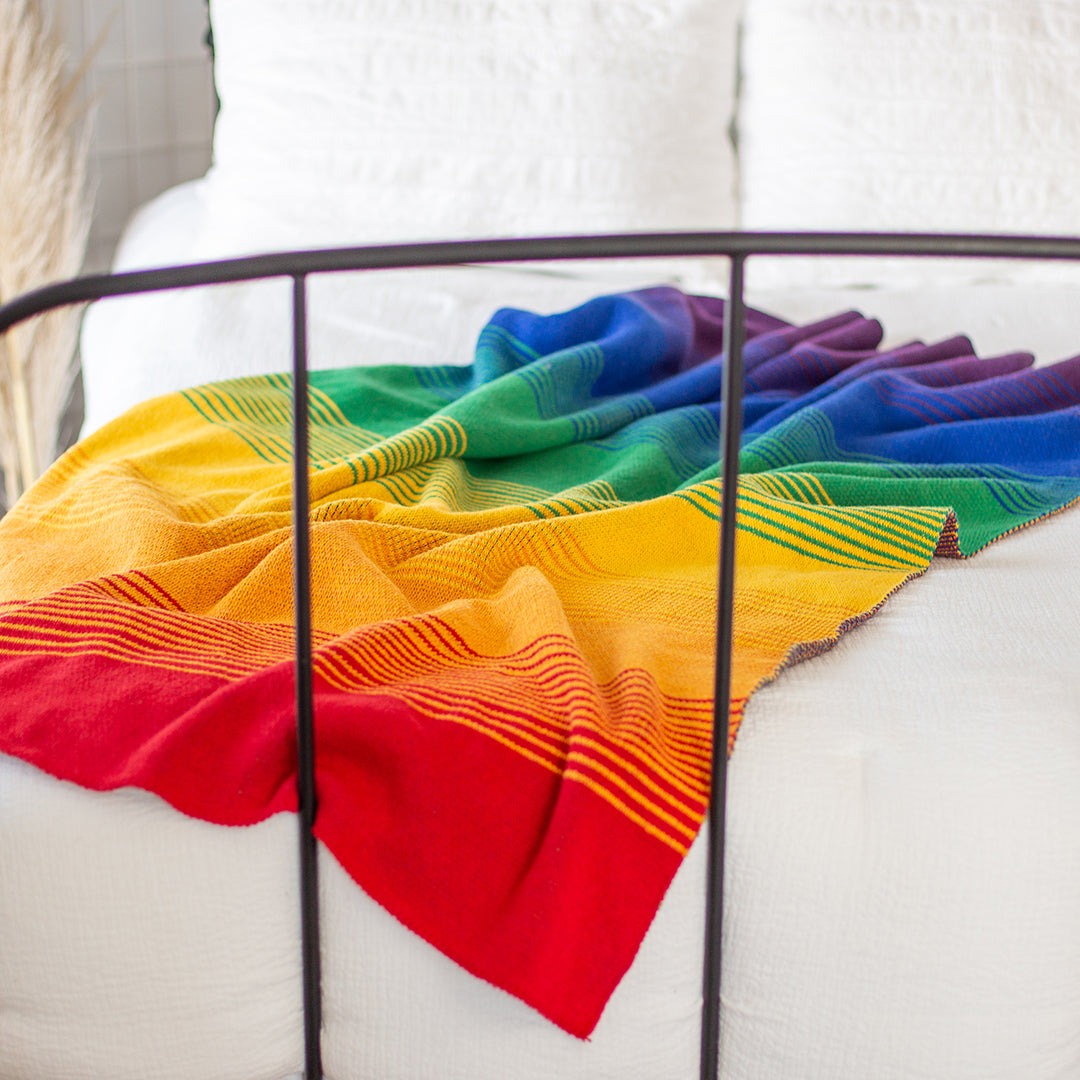 Rainbow Ombre Throw Blanket Seek Swoon Supports LGBTQ Youth