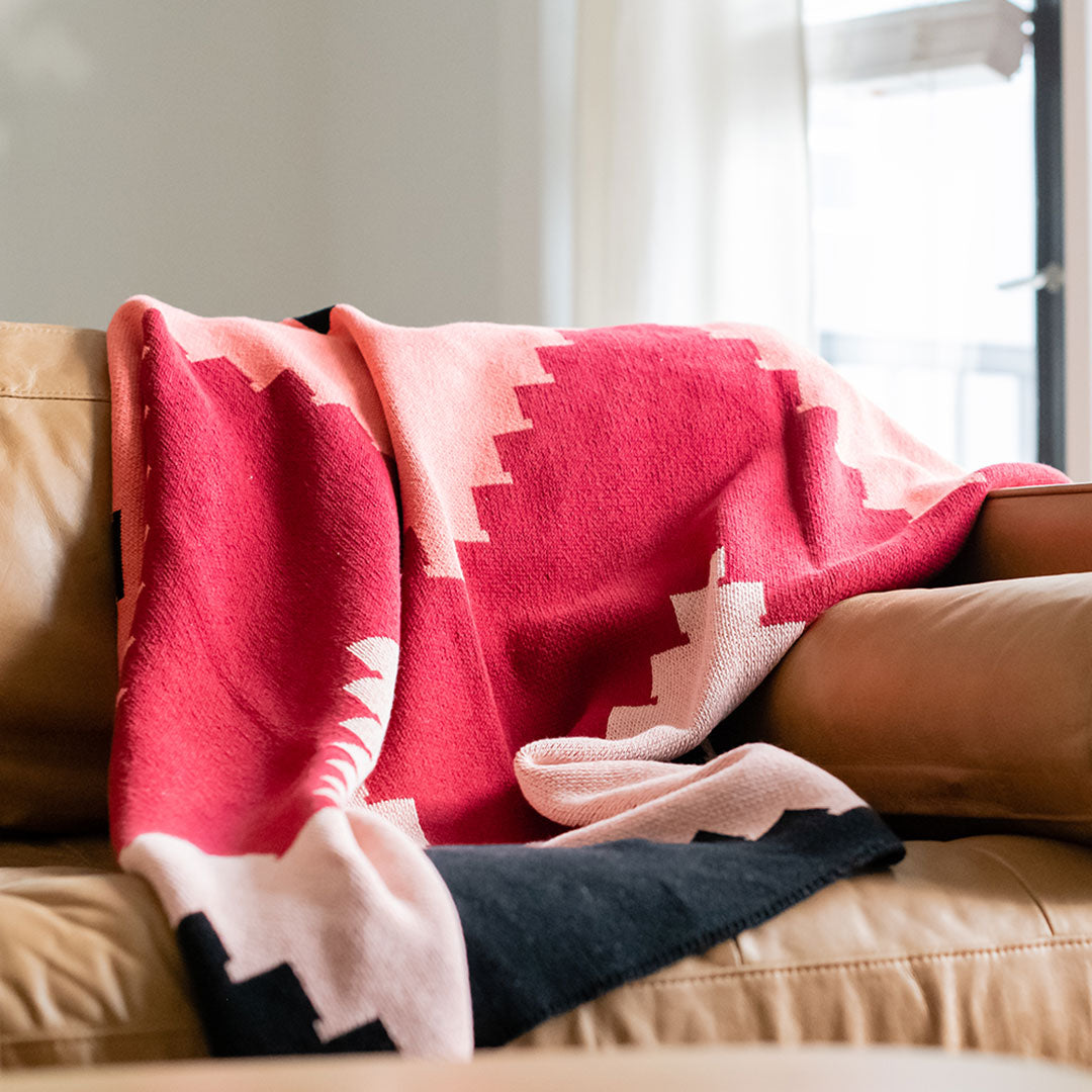 Mustard and pink throw clearance